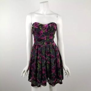 Betsey Johnson purple floral velvet party dress